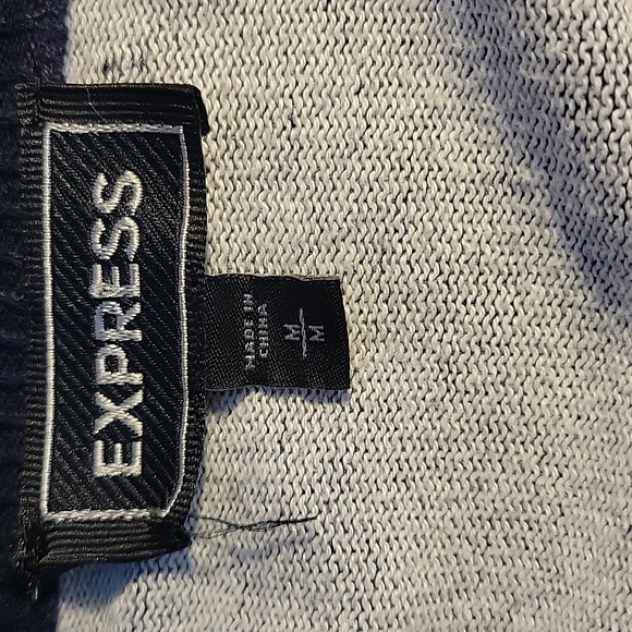 Express Button Down‎ Knit Ribbed Denim Women's Navy Blue Cardigan Sweater - Picture 7 of 8